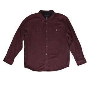 Prana Button Down Shirt Mens XXL Burgundy Organic Cotton Herringbone M23170384
